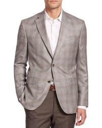 Brooks Brothers Fitzgerald Fit Grey Plaid With Blue Deco Sport Coat