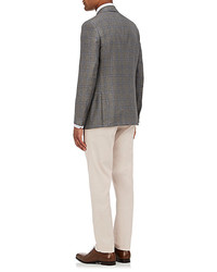 Isaia Sanita Checked Wool Silk Two Button Sportcoat