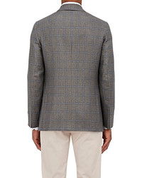 Isaia Sanita Checked Wool Silk Two Button Sportcoat
