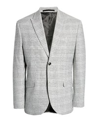 Topman Single Breasted Plaid Suit Jacket In Light Grey At Nordstrom