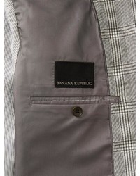 Banana Republic Standard Gray Plaid Linen Blazer