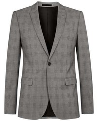 Topman Grey Check Ultra Skinny Fit Suit Jacket