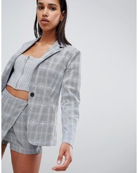Parallel Lines Waisted Blazer In Check Co Ord