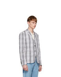Thom Browne White And Black Unstructured Check Blazer