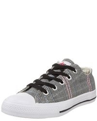 Grey Plaid Canvas Low Top Sneakers