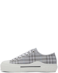 Burberry Gray Cotton Check Sneakers