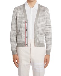 Thom Browne 4 Bar Gingham Check Cardigan In Light Grey At Nordstrom
