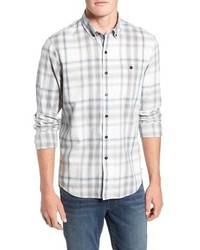 Grey Plaid Chambray Long Sleeve Shirt