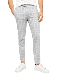 Topman Myth Check Skinny Fit Trousers