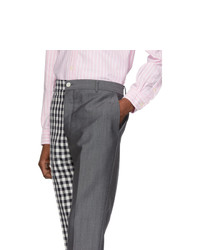 Thom Browne Navy And Grey Gingham Funmix Chino Trousers