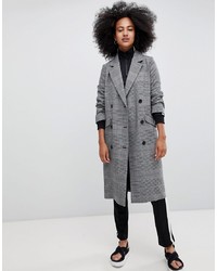 Monki Check Tailored Lightweight Coat In Grey
