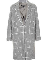 Topshop Lightweight Jersey Coat With All Over Checked Print Front Patch Pockets And Poppers 83% Acrylic 16% Polyester 1% Elastane Dry Clean Only Length 92cm
