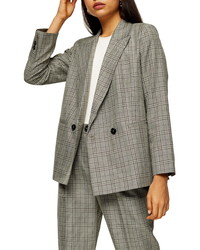 Topshop Check Double Breasted Blazer