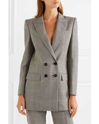 Givenchy Double Breasted Houndstooth Wool Blend Blazer