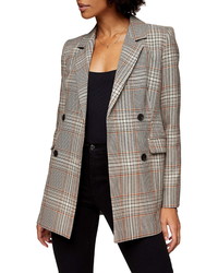 Topshop Glen Plaid Double Breasted Blazer