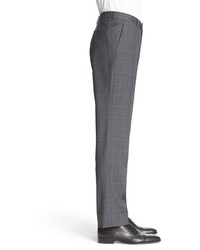 Z Zegna Flat Front Plaid Wool Trousers