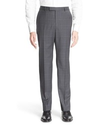 Z Zegna Flat Front Plaid Wool Trousers
