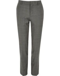 River Island Grey Checked Skinny Fit Travel Suit Pants