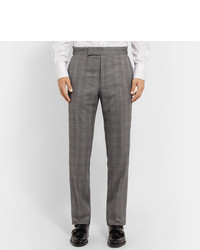 Tom Ford Grey Slim Fit Prince Of Wales Checked Wool And Silk Blend Suit Trousers