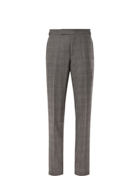 Tom Ford Grey Slim Fit Prince Of Wales Checked Wool And Silk Blend Suit Trousers