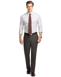 Brooks Brothers Milano Fit Plaid Plain Front Dress Trousers
