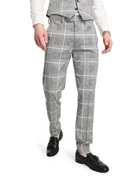 Topman Plaid Skinny Fit Stretch Dress Pants In Light Grey At Nordstrom