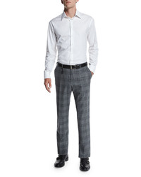Incotex Standard Fit Plaid Flannel Trousers Gray