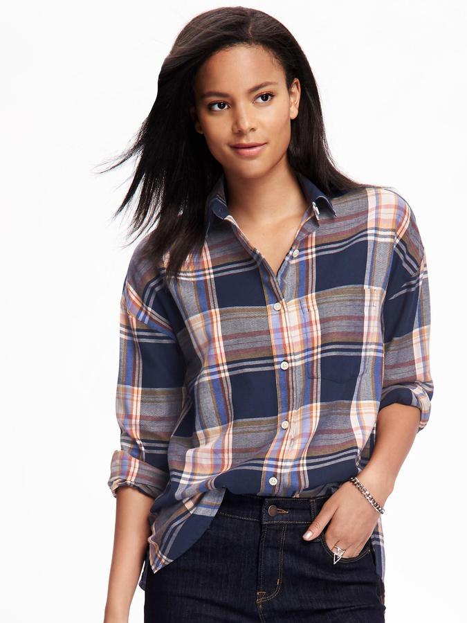 old navy plaid boyfriend shirt