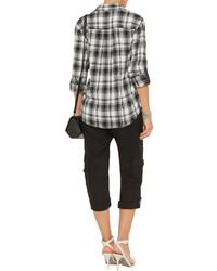 Alice + Olivia Piper Checked Crinkled Voile Shirt