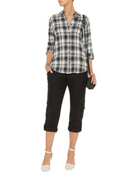 Alice + Olivia Piper Checked Crinkled Voile Shirt