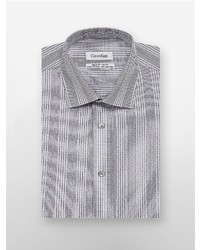 Calvin Klein Regular Fit Grey Grid Plaid Dress Shirt