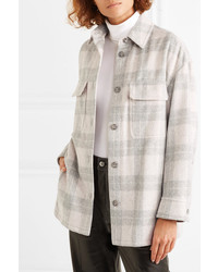 Vince Checked Wool Blend Flannel Jacket