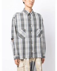 SAINT MXXXXXX Distressed Plaid Flannel Shirt