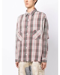 SAINT MXXXXXX Distressed Plaid Flannel Shirt