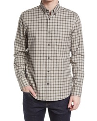 Nordstrom Tech  Fit Plaid Flannel Button Up Shirt In Tan
