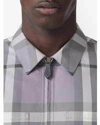 Burberry Check Patterned Zip Front Shirt