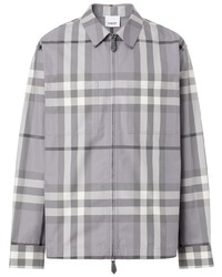 Burberry Check Patterned Zip Front Shirt