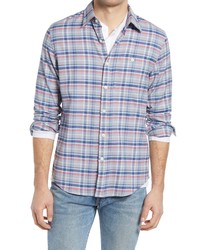 Vineyard Vines Longshore Ferry Slim Fit Plaid Cotton Linen Button Up Shirt