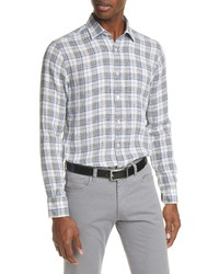 Canali Regular Fit Plaid Linen Shirt