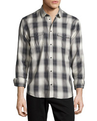 IRO Albion Check Plaid Long Sleeve Sport Shirt Graywhite