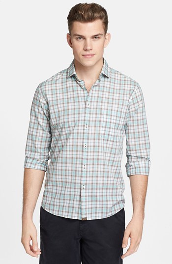 Billy Reid John T Plaid Shirt Aqua Green Grey Large, $185 | Nordstrom ...