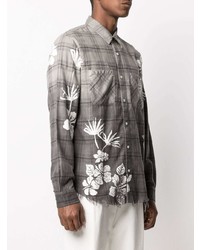 Amiri Bleached Floral Plaid Shirt
