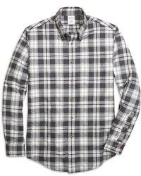 Brooks Brothers Regent Fit Flannel Heathered Multi Plaid Sport Shirt