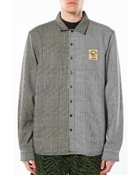 Pleasures Chase Plaid Stretch Button Up Shirt In Black At Nordstrom