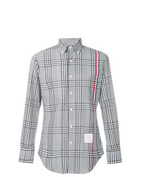Thom Browne Engineered Stripe Classic Poplin Shirt In Prince Of Wales Check