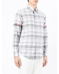 Thom Browne Rwb Stripe Check Pattern Cotton Shirt