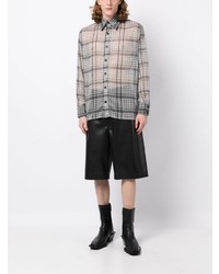 AV Vattev Semi Sheer Check Print Shirt