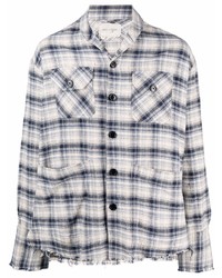 Greg Lauren Shawl Collar Check Pattern Shirt