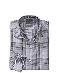 Thomas Dean Cotton Plaid Sport Shirt Long Sleeve Grey