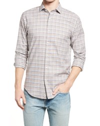 Nordstrom Trim Fit Check Grid Button Up Shirt In Grey  Tan Sm Check Grid At
